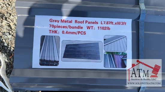 (70) NEW Grey Metal Roof Panels