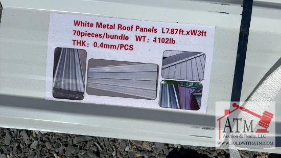 (70) NEW White Metal Roof Panels