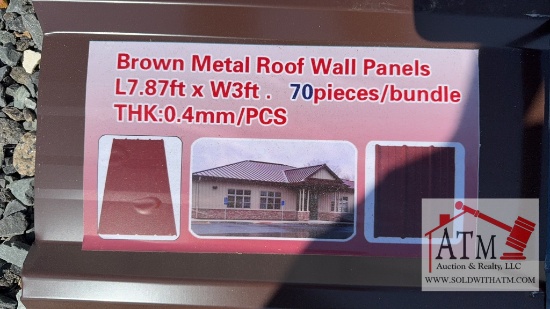 (70) NEW Brown Metal Roof Panels
