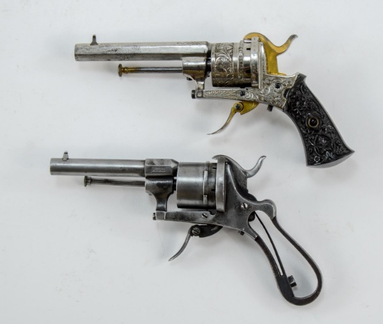 Two Lefaucheux Pinfire Revolvers Engraved