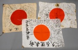 Three WWII Japanese Good Luck Flags: Yosegaki