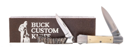 Custom Mel Pardue/Buck Folding Knife Lot 2Pcs