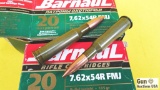 Barnaul 7.62 X54R Ammo. 2 Boxes of 185 Grain FMJ Boat Tail Ammo. Total 40 Rounds. .