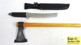 Tanto, Tomahawk . Very Good Condition. A 440 Stainless Tanto With Black Sheath, and a Primitive Toma