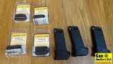 Glock .45 Magazines. Excellent Condition. Three 6 Round Black Magazines with Grip Extenders to make