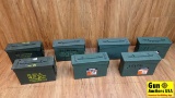 Military Issue 7.62 MM Ammo Cans. Excellent Condition. 7 In Total 7.62 MM Military Issue Green Ammon