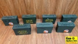 Military Issue 7.62 MM Ammo Cans. Excellent Condition. 7 In Total 7.62 MM Military Issue Green Ammon