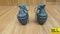 Military WWII Hand Grenades. Good Condition. 2 In Total, Replica Inert Hand Grenades Complete with P