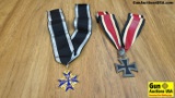 Metals. Very Good. A Nazi Iron Cross 1939 With Ribbon, and a Fraternity Metal with Ribbon. . (37032)