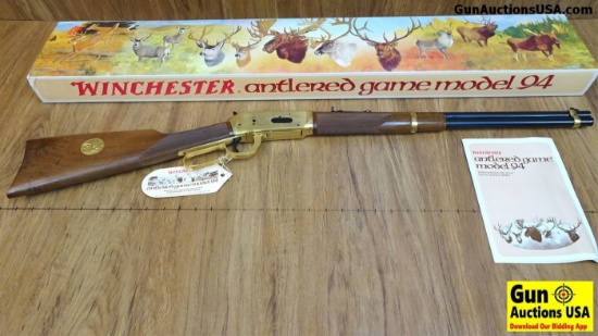 Winchester 94 ANTLERED GAME .30-30 Lever Action Commemorative Rifle. NEW in Box. 20" Barrel. Gold Pl