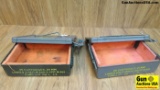 Military Surplus Ammo Cans . 2 Qty of M139 20 MM Green Metal Empty Ammo Cans. (39151)