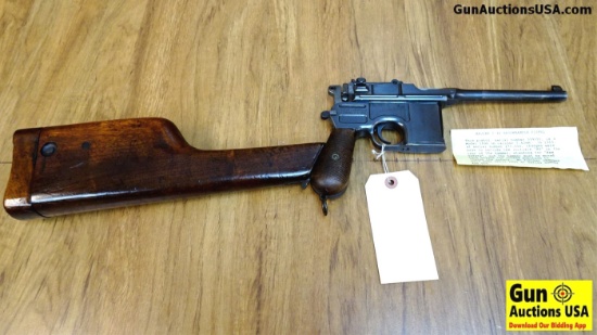 WAFFENFABRIK MAUSER OBERNDORF A. NECKAR C-96 BROOMHANDLE 7.63MM Pistol. RARE Broomhandle with Wooden