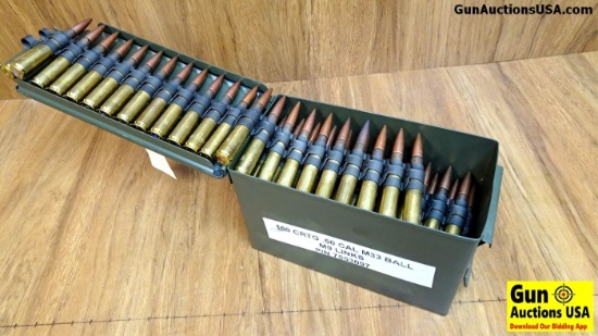 Lake City 50 BMG Ammo. 100 Rounds of Linked Together in a Metal Ammo Can. M33 BALL.. (41175)