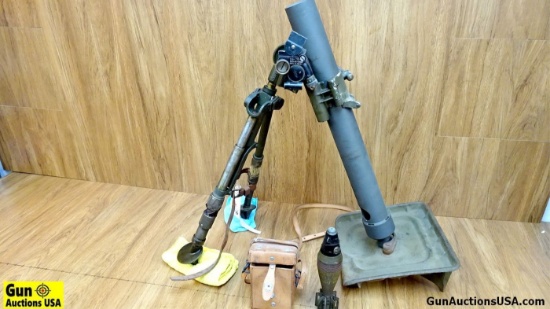 U.S. ARMY 60 MM COLLECTOR'S Mortar Launcher. Very Good. WWII Mortar with Dummy Round and Optical Sig