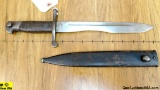 TOLEDO Bayonet. Fair Condition. Checkered Wood Scales, Right Side Cracked, Blade has Been Heavily Sh