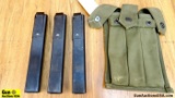 U.S. Military Mags and Pouch . Excellent Condition. Lot of 3; Grease Gun Magazines in Canvas Pouch .