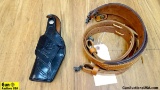 Bianche, Etc. Slings, Holster. Very Good. Lot of 3; Two Leather Rifle Slings and One Black Leather B