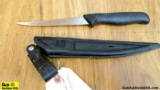 American Angler Knife. Good Condition. Filet Knife in a Black Plastic Sheath.. (42412)