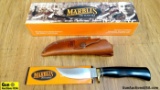 Marbles WOODCRAFT Knife. Like New. 8 Inches overall, with 3.5 Inch Blade, Up Swept Skinner Design Wi