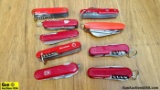 Japanese, Imperial, Colonial, ISC Knives. Very Good. Lot of 9 Knives. Copies of Swiss Army Knives..