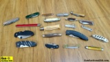 Herter's, Gerber, Olsen, Mora, Remington, Knives. Good Condition. Lot of 20 Assorted Pocket Knives..