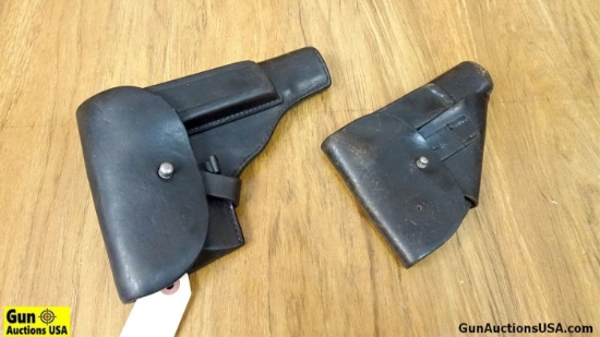Military Germany Holsters. Good Condition. Lot of 2: WWII Era, Black Leather Holsters for Small and
