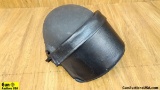 Helmet. Good Condition. Black Kevlar Helmet with Adjustable Chin Strap, Heavy Duty Shield with Black