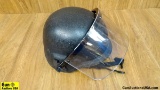 Helmet. Good Condition. Black Kevlar Helmet with Adjustable Chin Strap, Heavy Duty Shield with Black