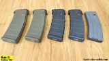 P Mag, Parsons Precision, Etc. 5.56 Magazines. Very Good. Lot of 5; 4 Plastic 30 Round Magazines and