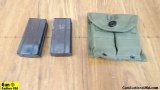 U.S. Military Surplus .30 Carbine Magazines/ Pouch . Good Condition. Lot of 3; Two 15 Round Magazine