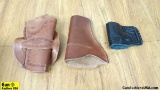 Alan Palomba Maker, The Holster Store Holsters. Good Condition. Lot of 3; One Black Leather and Two