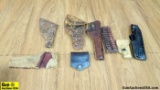 Bruckheimer, HH Heiser, Etc. Holster, Ammo Pouches. Fair Condition. Lot of 8; Six Leather Holsters,