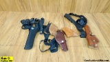 Gould & Goodrich, Brauer Brothers, Etc. Ammo Belt, Holsters. Good Condition. Lot of 6; One Nylon Sho