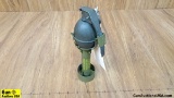 U.S. Military Surplus Grenade. Very Good. Olive Drab Inert Fragmentation Grenade, with Grenade Adapt