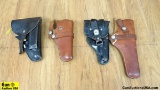 Hunter, Etc. Holsters. Good Condition. Lot of 4; 2 Brown Leather Hunter Holsters for Revolvers and T