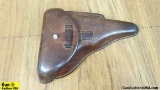 H. Eger & Lind 1938 COLLECTOR'S Holster. Very Good. Brown Leather Luger Clamshell Holster. 1938 Stam