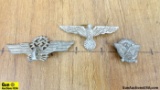 German Militaria Visor Cap Pins. Good Condition. Lot of 3; One Army Pin for a Visor Cap with German