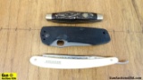 Benchmade, Solingen, Etc. Knives. Very Good. Lot of 3; Two Folding Knives and One German Straight Ra