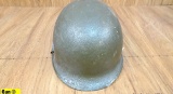 American Militaria MILITARIA COLLECTOR'S Helmet. Good Condition. Steel Pot Helmet, Olive Drab, Leath