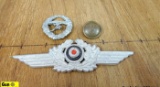 German Militaria COLLECTOR'S Badges, Button . Very Good. Lot of 3; #1 is a Button of a Nazi Eagle wi
