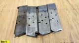 U.S. Military M1911 A1 .45 Magazines. Very Good. Lot of 4; Early M1911 .45 Caliber, Lanyard Loop Mag