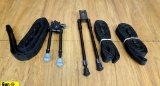 Versa-Pod, Etc. Bi-Pods, Slings. Very Good. Lot of 5; 2 Steel Bi-Pods and 3 Black Nylon Slings. . (6