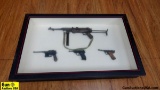 WWI- WWII Framed Miniature Weapons. Good Condition. Miniature WWI- WWII German Weapons, Framed. 21.5