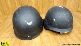Korean Helmets. Fair Condition. Lot of 2; Padded Black Composite Helmets with Chin Strap. . Korea (6