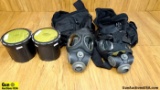 Scott Respirators. Good Condition. Lot of 2; Respirators. Includes Two Filters and Two Carry Bags. .