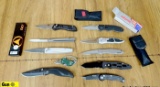 Fury, Kershaw, Super Knife, Etc. Knives. Excellent. Lot of 10; Assorted Folding Knives. Five have Bo