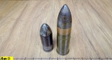 PEMCO, Etc. COLLECTOR'S Shell, War Head. Good Condition . Lot of 2; One - 37 MM Shell, FLAMING BOMB