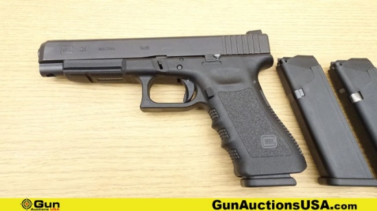 Glock 34 9X19 Semi Auto Pistol. Excellent. 5.25" Barrel. Shiny Bore, Tight Action The Glock 34 9X19