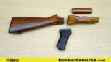 AK-47 Butt Sock, Handguards, Pistol Grip. Excellent. Lot of 3; 1- Wood Stock 1- Wood Forward Grip, a