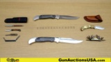Rough Rider, Ole Smokey, Etc. Knives. Very Good. Lot of 8; 2-Large Folding Knives, Back Locking, 7.5